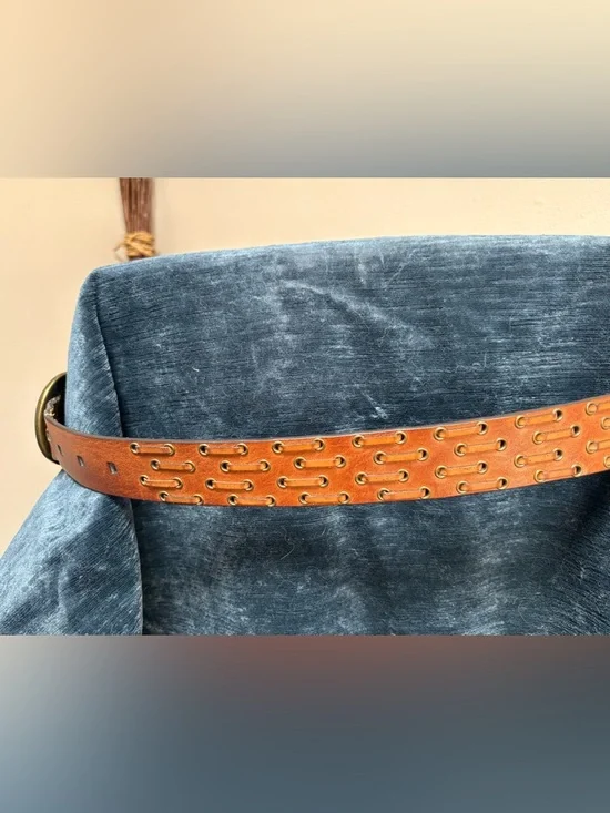 Brown Leather Belt with Brass hardware - Picture 3 of 8